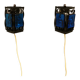 Wall lamps made of black cast iron and handmade thick pressed blue glass