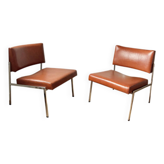 Two vintage modernist armchairs/lounges from the 1950s