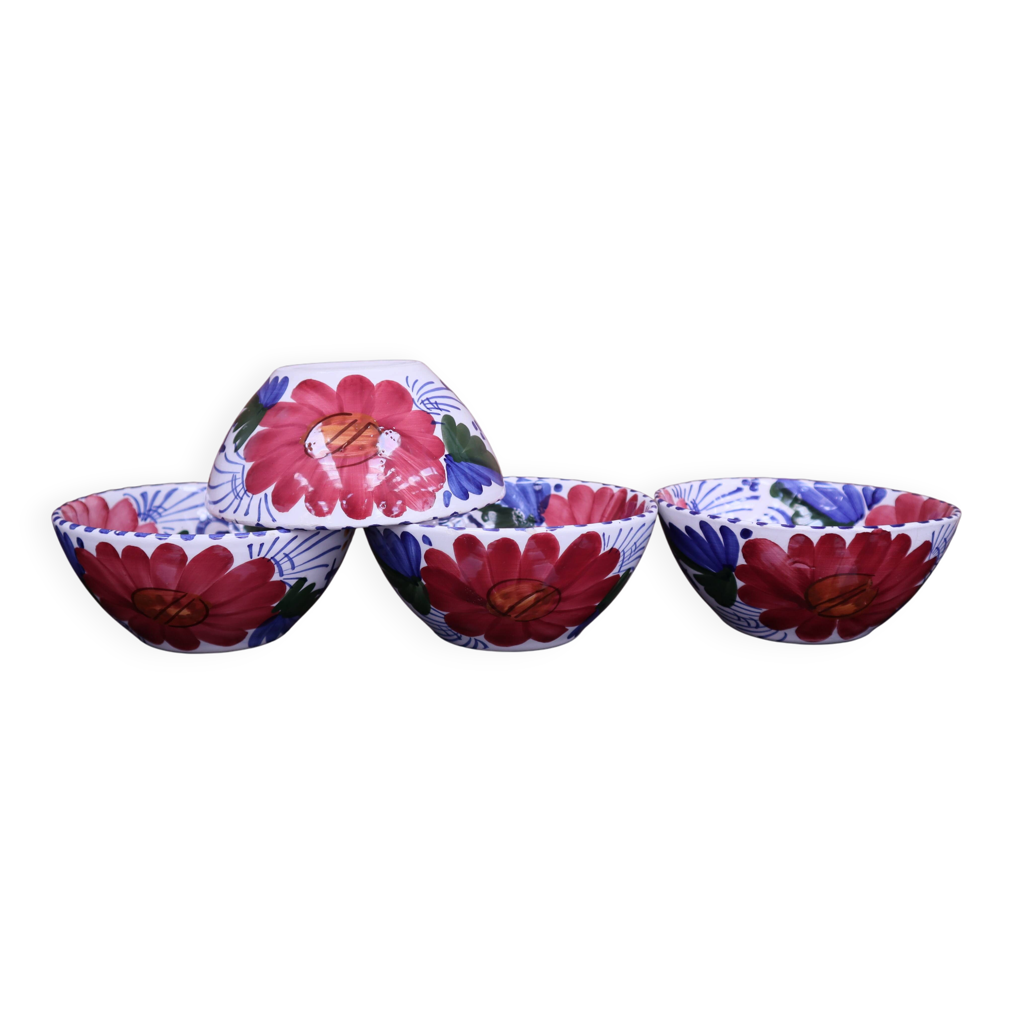4 Pretty vintage ceramic bowls hand-painted