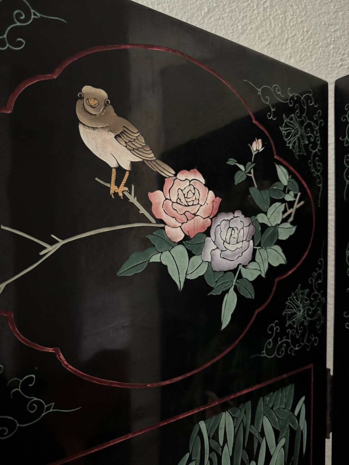 Antique Chinese lacquer screen