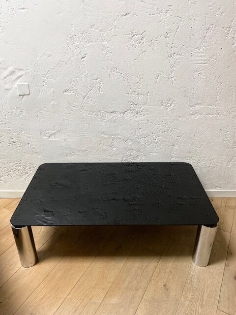 Glass coffee table design 70s