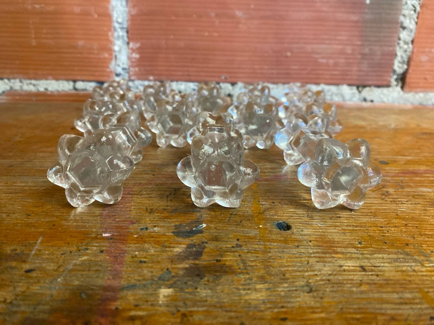 Set of 12 Antique Molded Bubble Glass Knife Rests Vintage Tableware