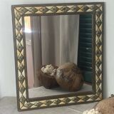 Oriental mirror in bone, copper and brass
