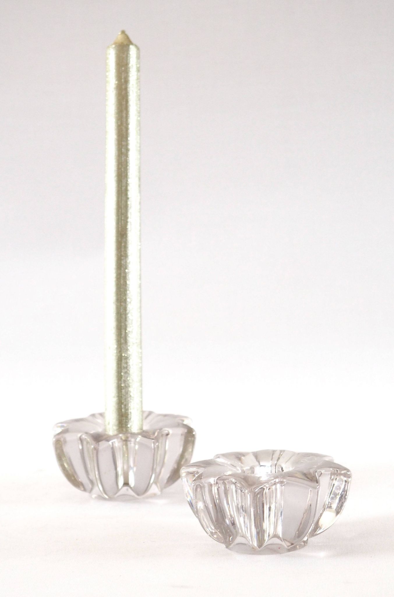 Pair of small crystal candlesticks