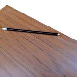 Modernist desk with double drawers in formica and metal, 1960.