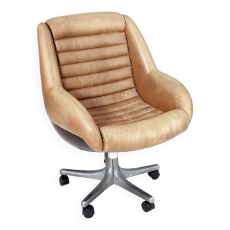 Rare Leather Swivel Chair "Epoca" by Marco Zanuso Produced by Arflex, Italy