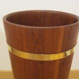 Scandinavian umbrella stand in solid teak and brass