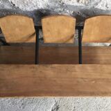 3-seater children's bench or desk - vintage school furniture 1950