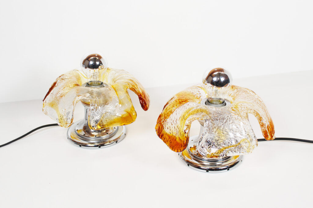 Pair of Murano glass table lamps by La Murrina, Italy 1970s