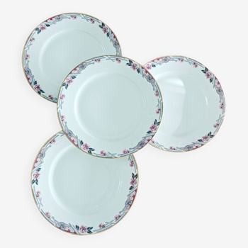 Lot de 4 assiettes plates en porcelaine de limoges bhl