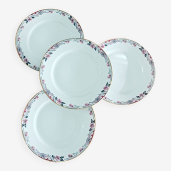 Set of 4 flat plates in Limoges porcelain bhl