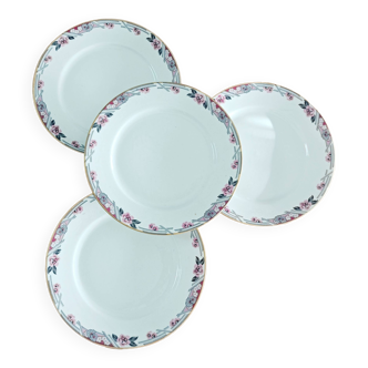 Set of 4 flat plates in Limoges porcelain bhl