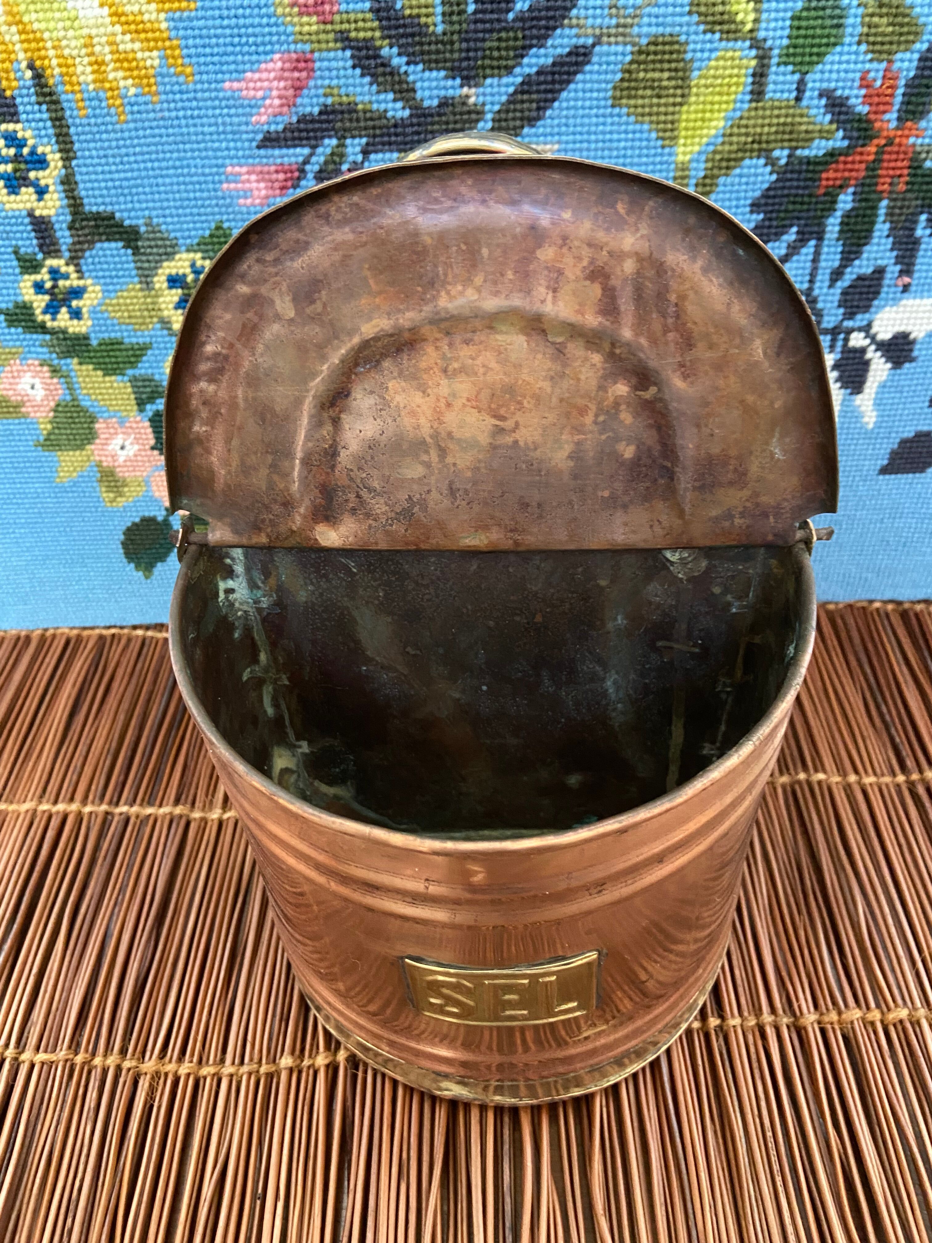 Copper and brass salt box