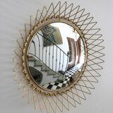 Miroir vintage en Fils de Laiton, modulable, Recouvert d'or fin, 1960-70