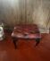 Red leather footrest in Chesterfield style, vintage 1970s.