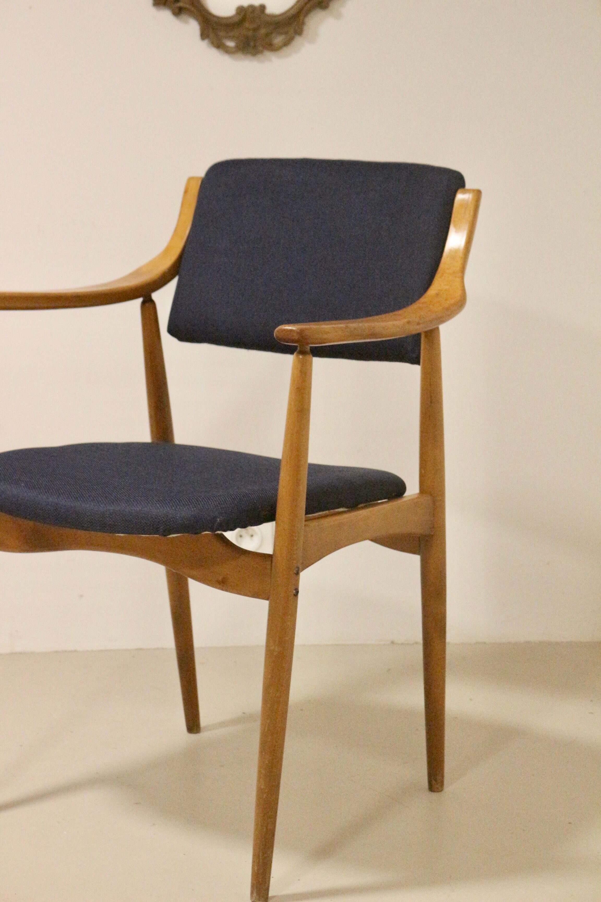 Scandinavian chair 1960 curved armrests