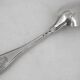 Serving spoon, silver, 18th century, straight thread pattern.