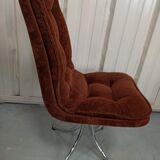 Set of 6 chrome velvet bucket chairs from the 70s