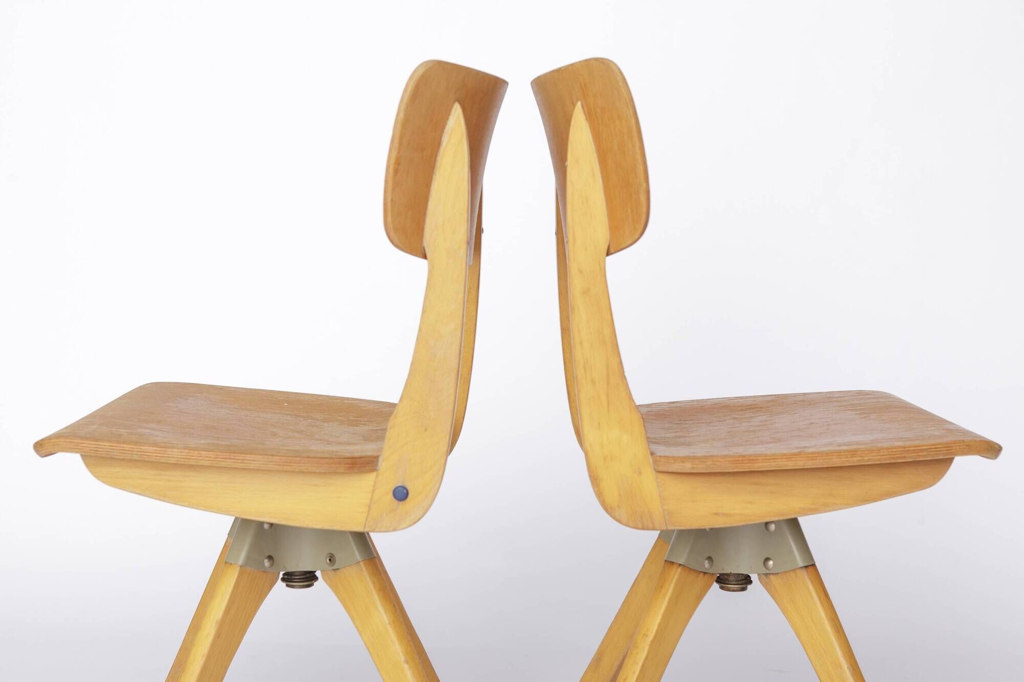 Pair of Vintage Casala Swivel Chairs, 1970s German Industrial Beechwood