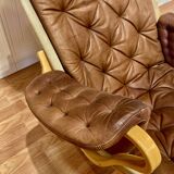 "Pernilla" armchair leather "Bruno Mathsson" 1960.
