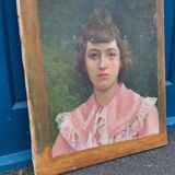 Portrait of a young bourgeois woman on canvas