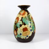 Art Deco vase by Boch Keramis with stylised floral decoration.