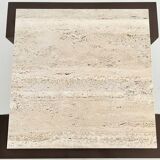 Italian mid-century travertine marble coffee table and metal base, 1970