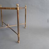 Neoclassical side table in gilded brass and solid mahogany top 1950/1960.