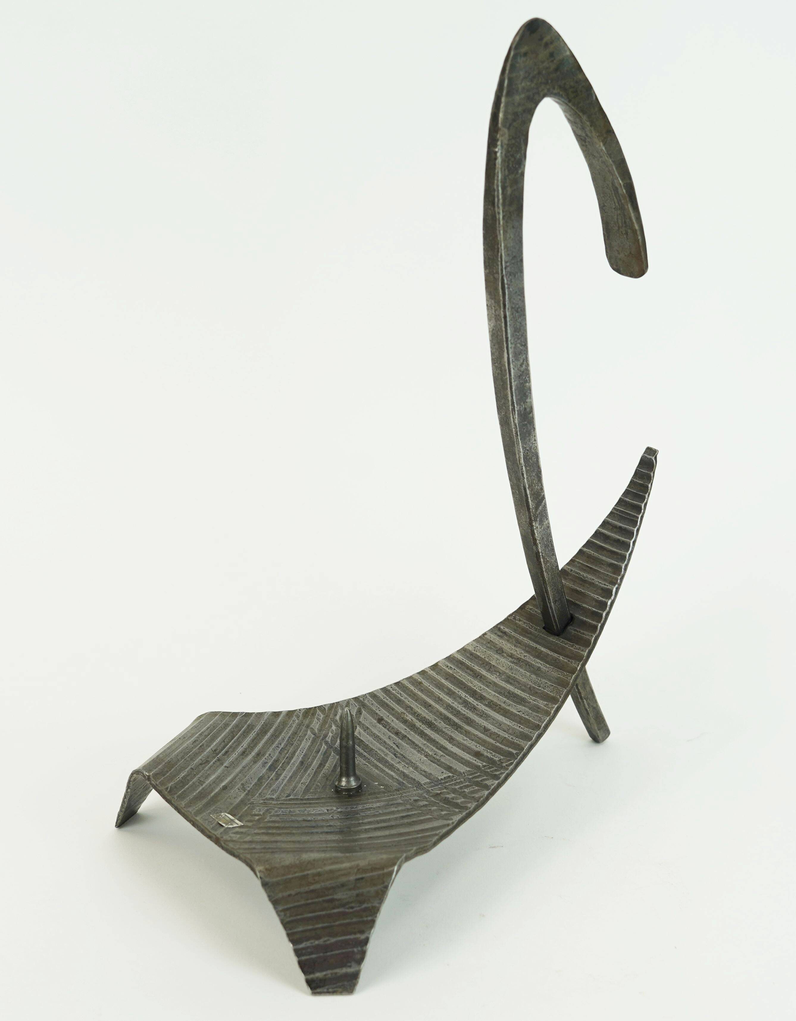 sculptural mid century modern brutalist iron CANDLE HOLDER 1960s 1970s
