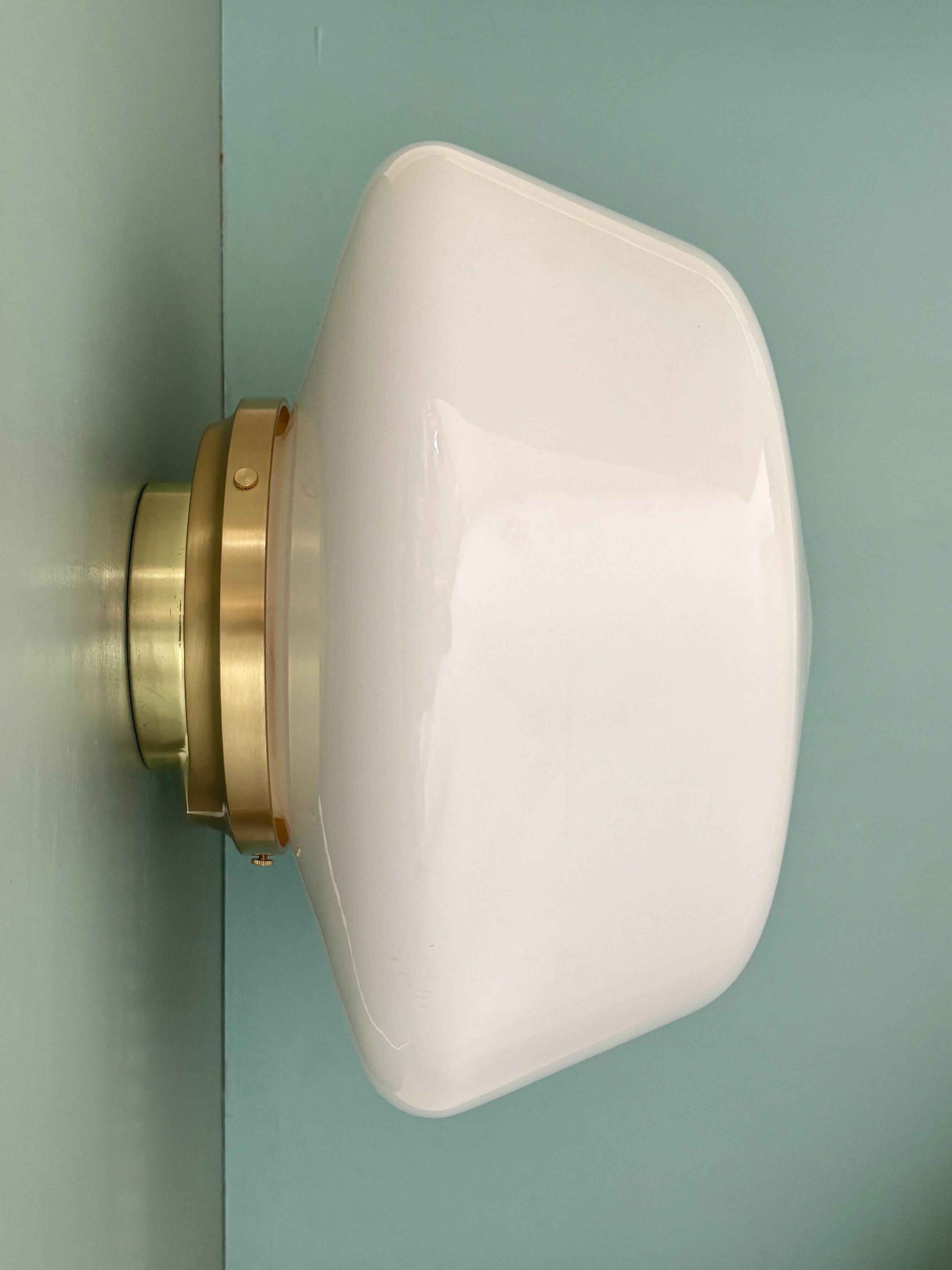 Vintage Mazda XXL globe wall or ceiling light in white opaline
