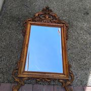 Old large Louis XV style mirror, stucco, wood, resin, beveled