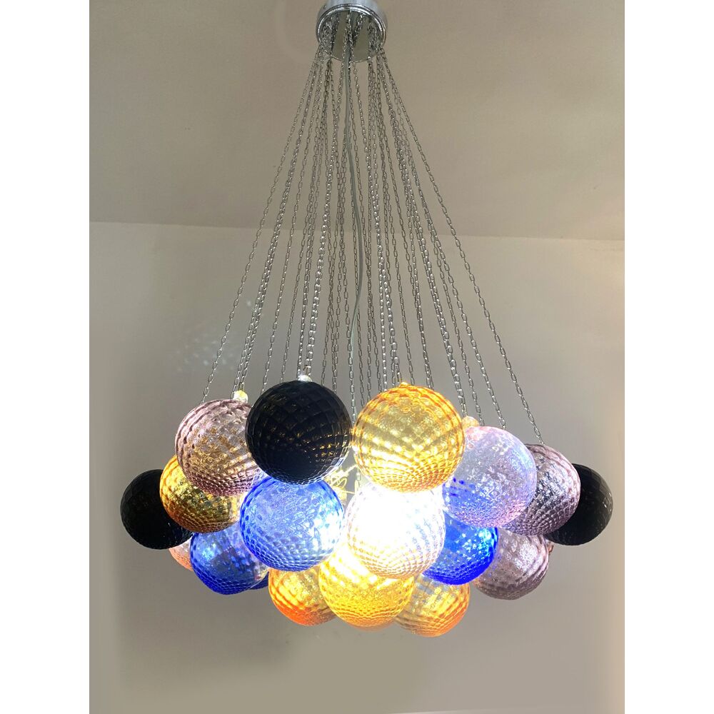 “Ballotton” multicolor Murano glass spheres chandelier