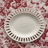 Dish in fine old earthenware, braided and openwork