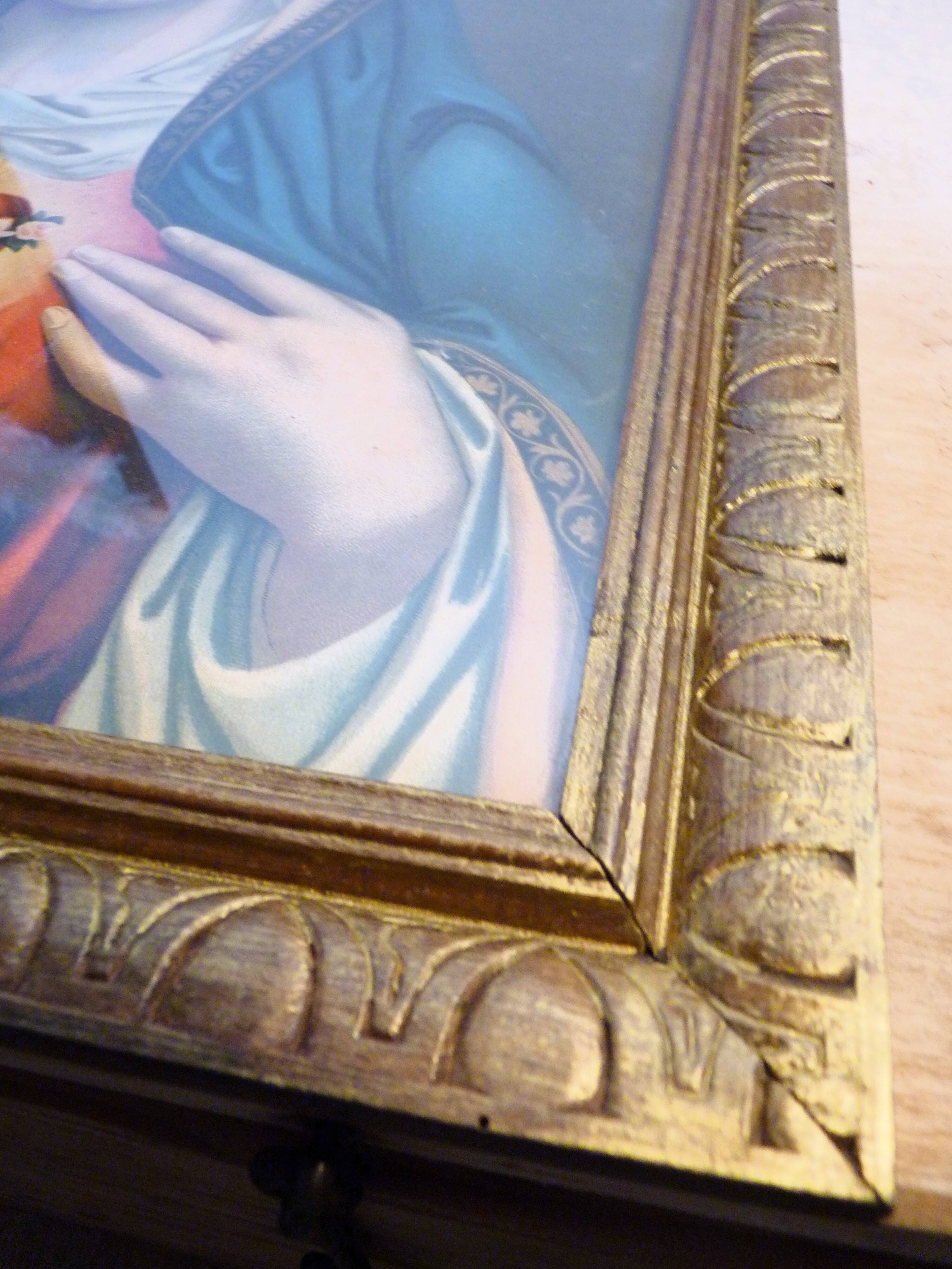 Painting Golden frame Virgin Mary immaculate heart