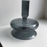 Diabolo design candle holder in vintage smoked glass