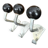 Old vintage black Bakelite ball hooks