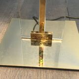 Lampadaire de parquet en verre et laiton