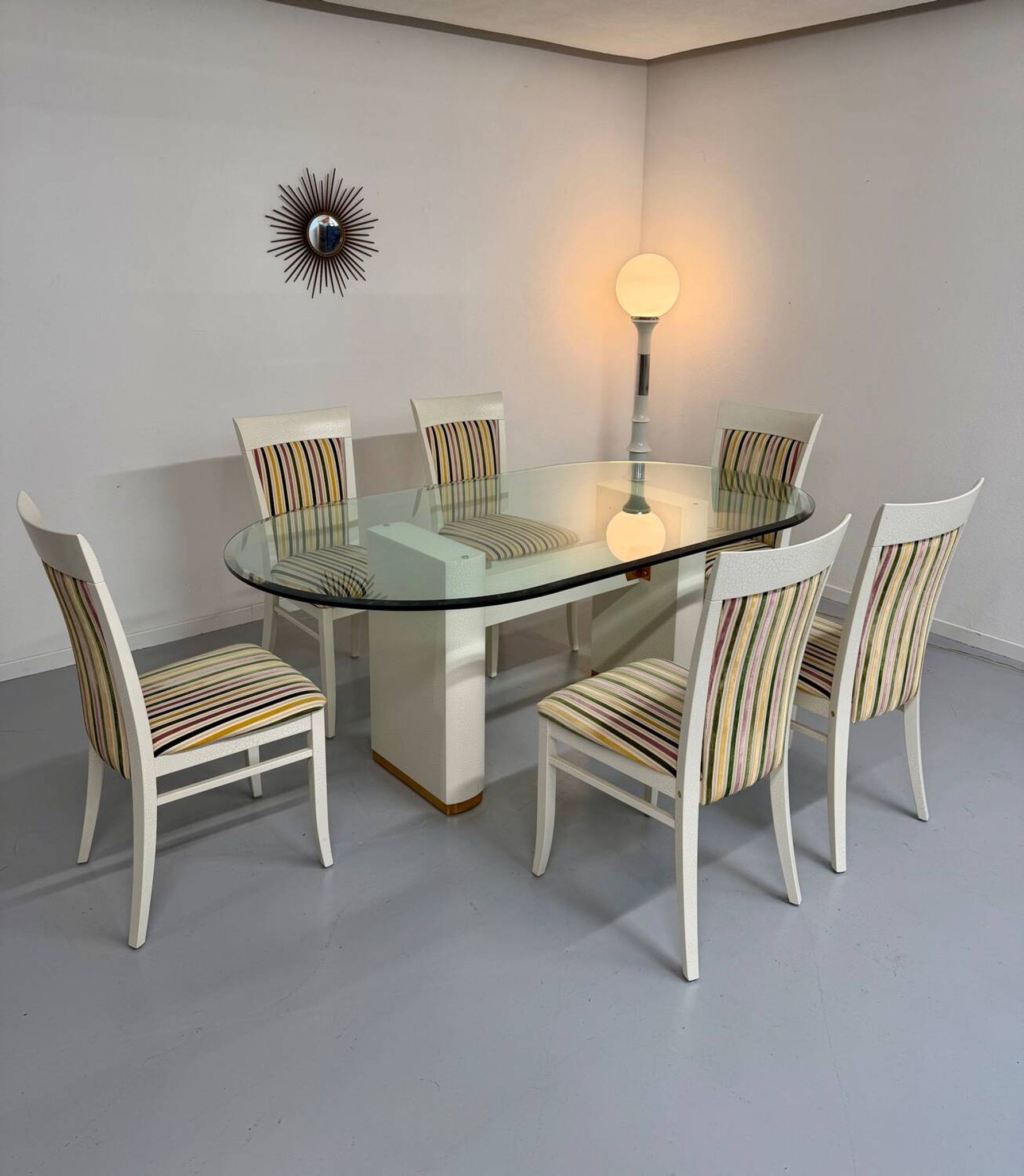 6 thonet gebruder designer chairs with crackle lacquer finish, 1980s vintage