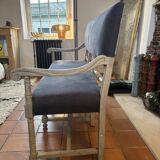 Louis XIII style bench in wood and linen