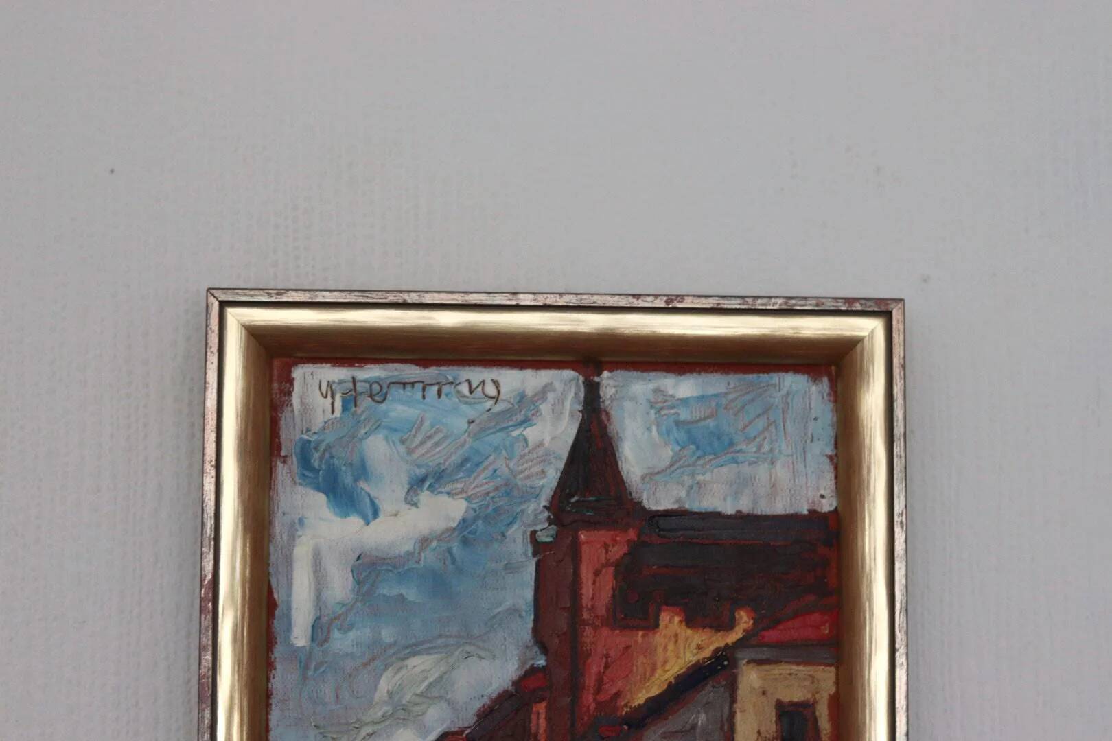Original Mid Century Swedish Oil on Panel – “City II” by Wilhelm Henning –