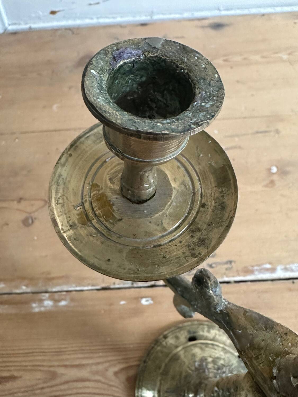 Five-branched brass candlestick