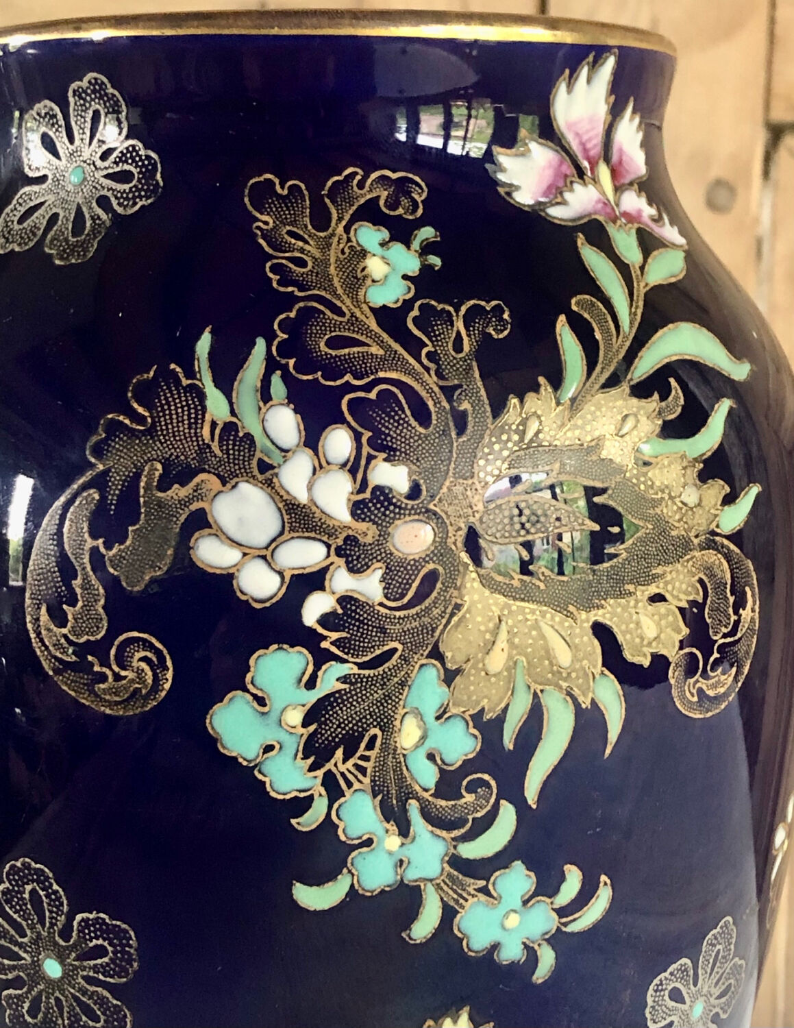 Old vase baluster enamelled lamp Boch Frères Keramis Belgium