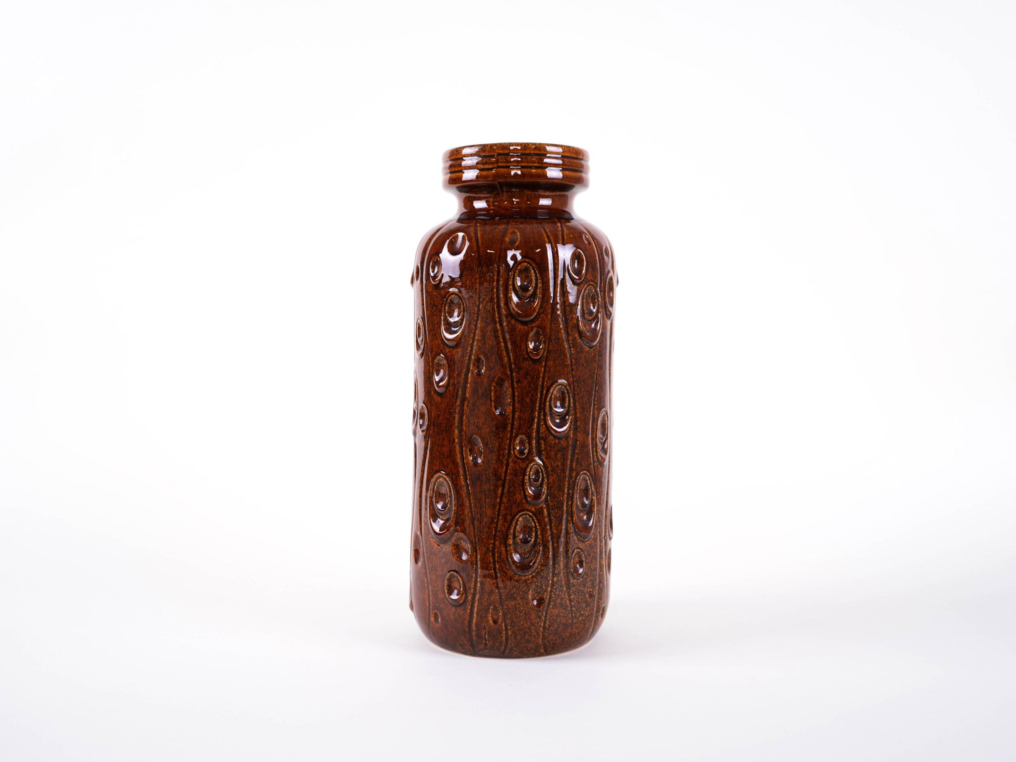 Brown ceramic vase, German design, 1960s, made in West Germany