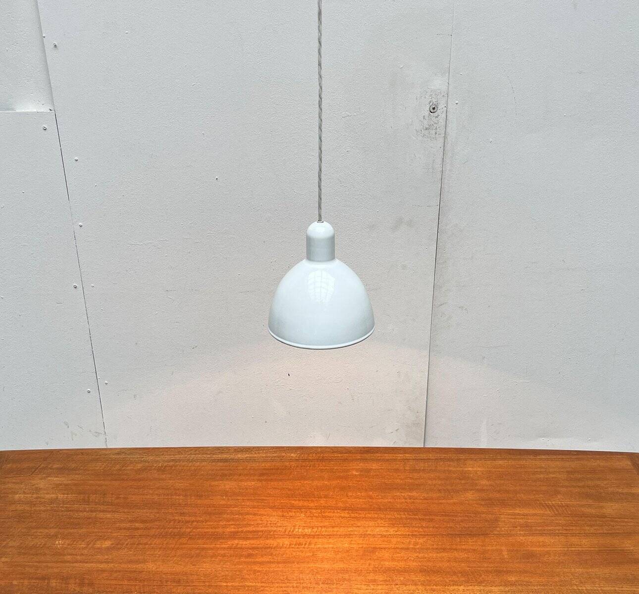 Vintage Danish enamelled pendant lamp model ES by Edgar Schlaefle for Louis Poulsen, 1980s.