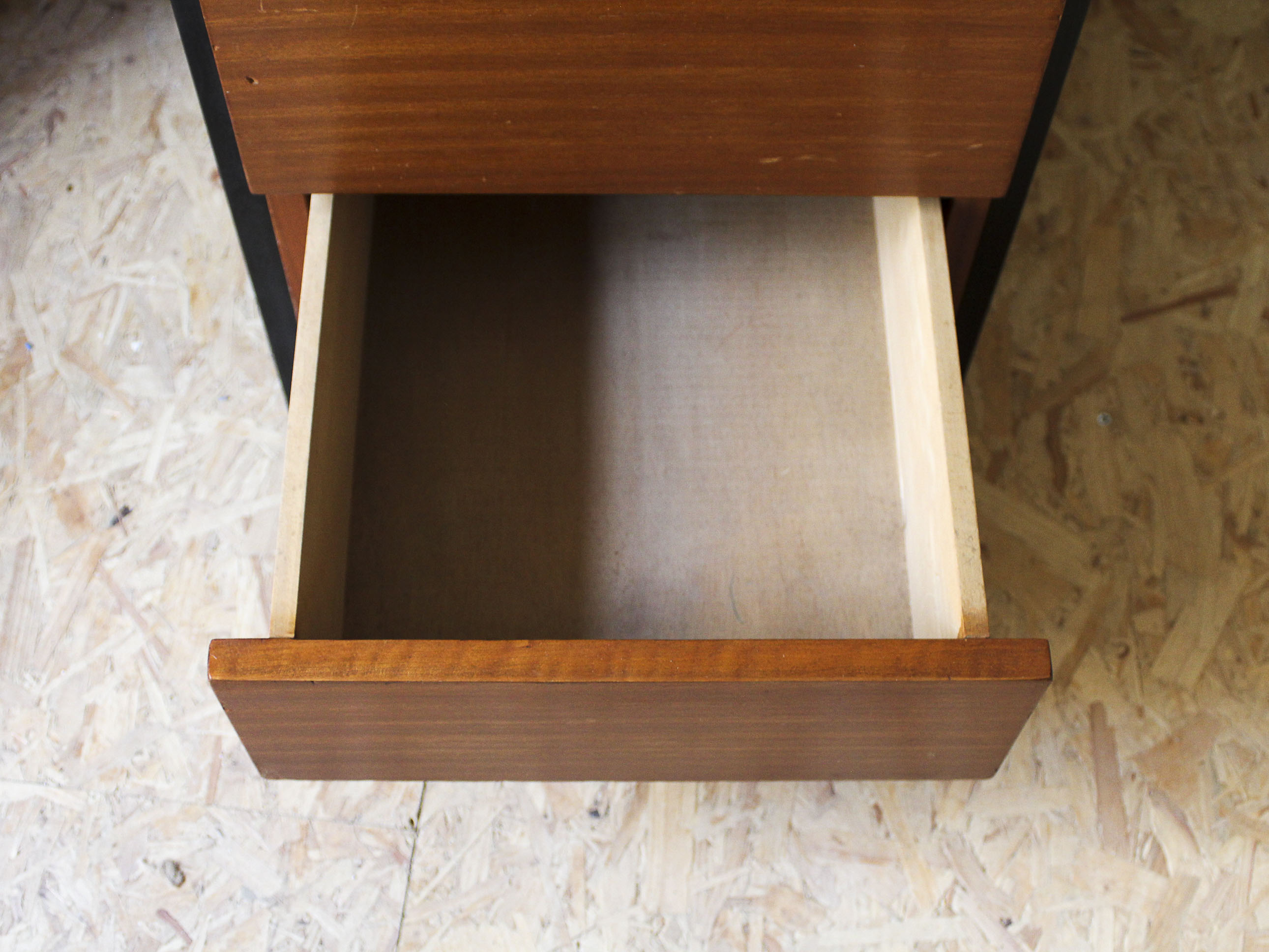 Desk 60s in metal wood and imitation leather