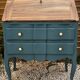Restored antique drop-leaf secretary – natural wood & Night Blue