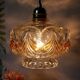 Vintage amber cut glass suspension – retro bohemian lamp