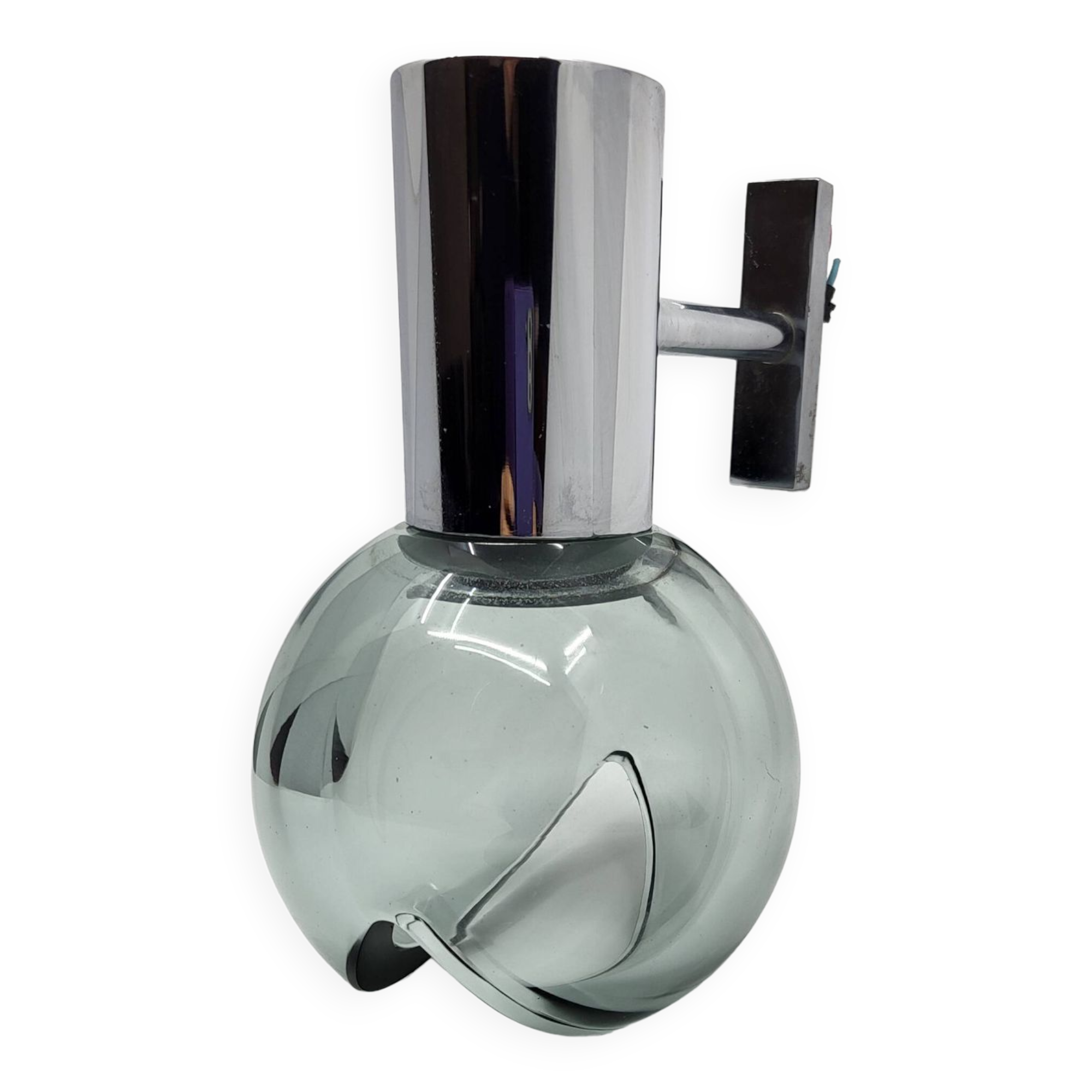 Glass and chrome wall lamp Eye Ball design Space Age Italy 1970