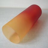 Old large globe lampshade chandelier tube lighting fixture in multicolored glass lamp