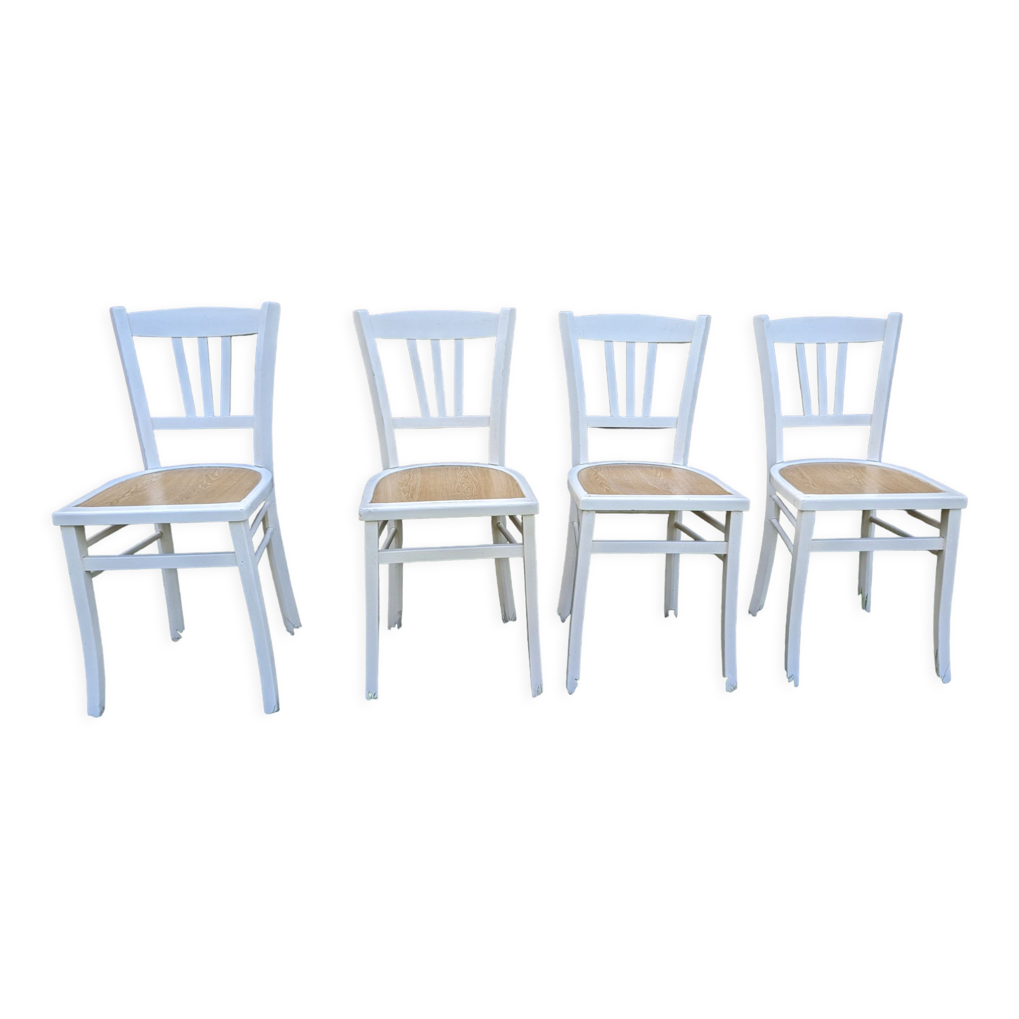 Set of 4 vintage shabby chic bistro chairs